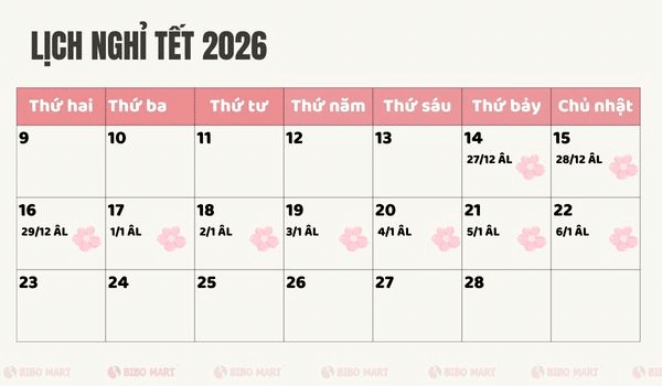 Lịch Nghỉ Tết 2026 Cho Doanh Nghiệp - Giá Xe 24H