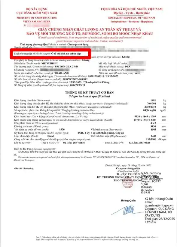 Cục CSGT hướng dẫn cách phân biệt xe con pickup và xe tải pickup - Giá Xe 24H